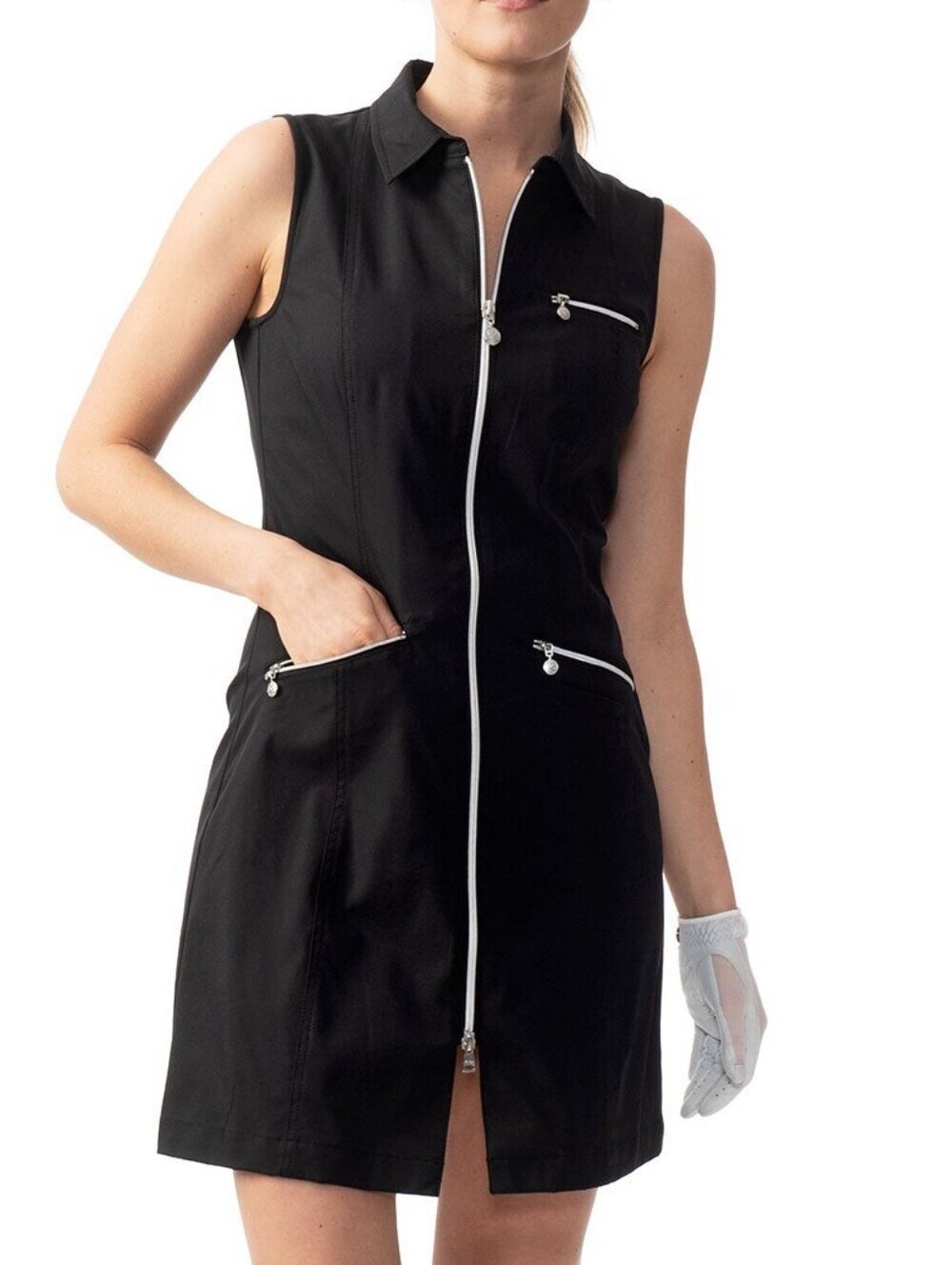 Daily Sports Lyric Womens Mini Zip Pockets Casual Summer Golf Tennis Dress Small